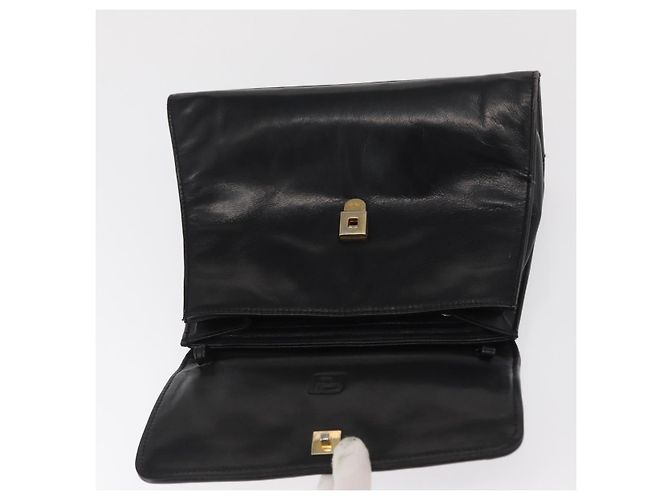 Bolso de mano FENDI de cuero negro y dorado Auth 169891 - vista 10