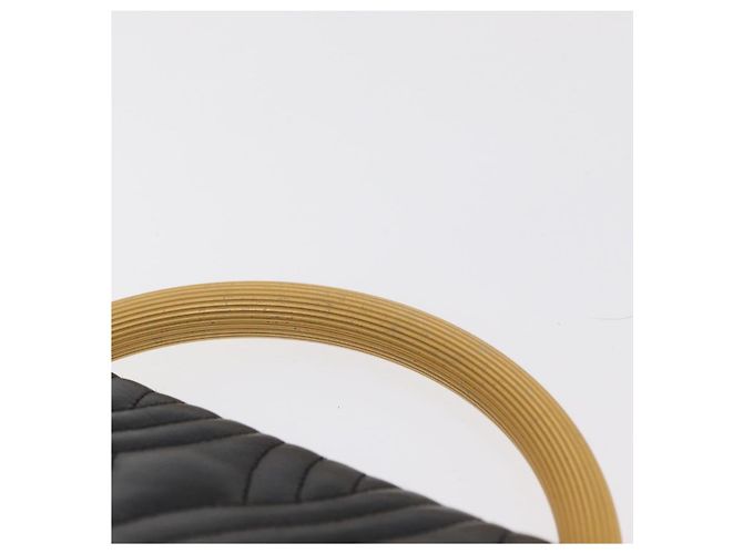 Bolso de mano FENDI de cuero negro y dorado Auth 169891 - vista 14