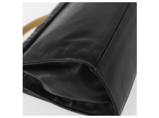 Bolso de mano FENDI de cuero negro y dorado Auth 169891 - vista 16