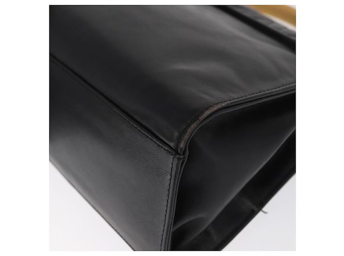 Bolso de mano FENDI de cuero negro y dorado Auth 169891 - vista 17