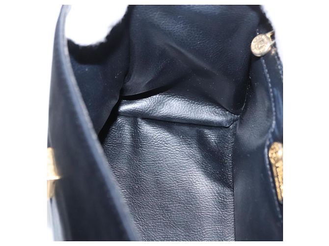 Bolso de mano FENDI de cuero negro y dorado Auth 169891 - vista 20