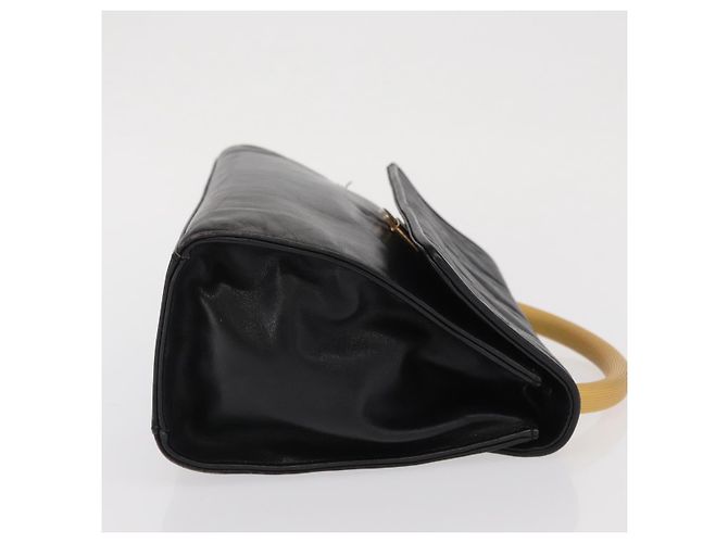 Bolso de mano FENDI de cuero negro y dorado Auth 169891 - vista 3