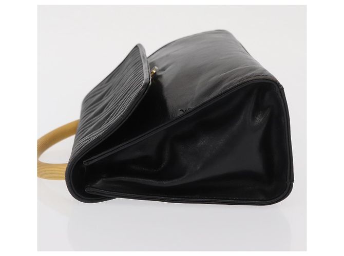 Bolso de mano FENDI de cuero negro y dorado Auth 169891 - vista 4