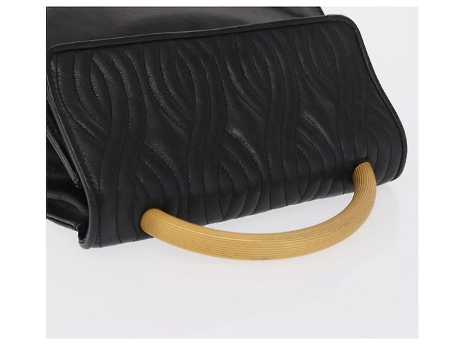 Bolso de mano FENDI de cuero negro y dorado Auth 169891 - vista 7