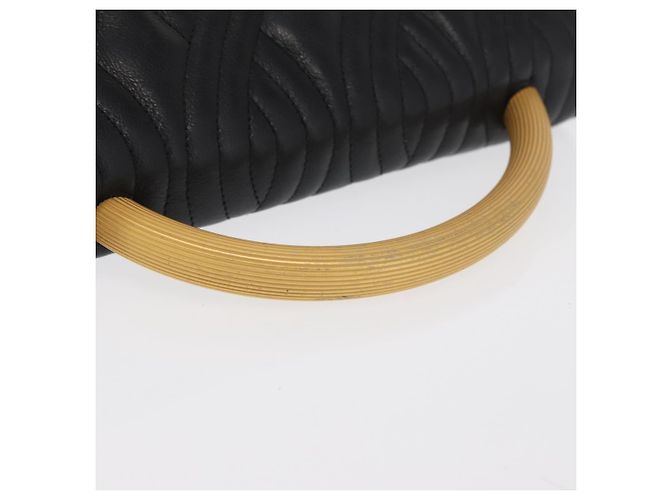 Bolso de mano FENDI de cuero negro y dorado Auth 169891 - vista 8