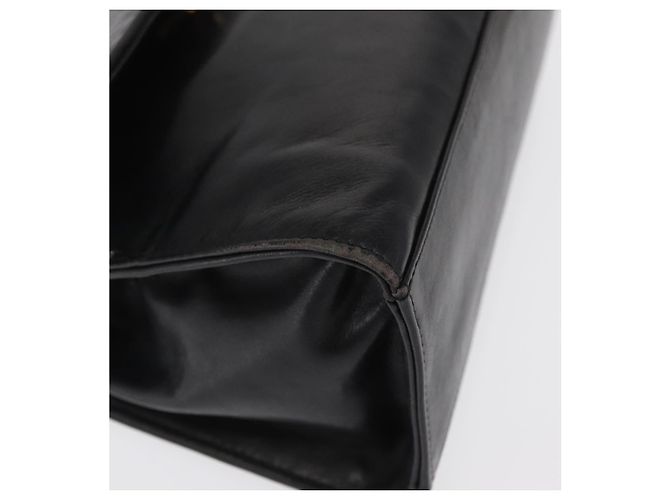 Bolso de mano FENDI de cuero negro y dorado Auth 169891 - vista 9