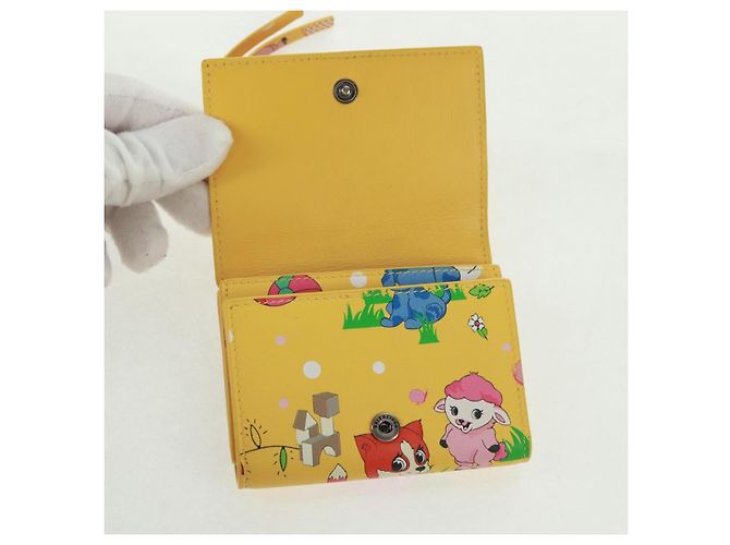Balenciaga Portafoglio Puppy in pelle giallo argento Auth BA10560AV - vista 13