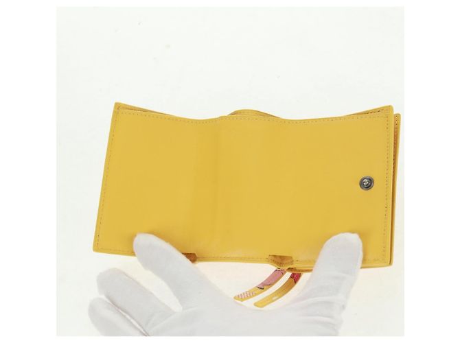 Balenciaga Portafoglio Puppy in pelle giallo argento Auth BA10560AV - vista 15