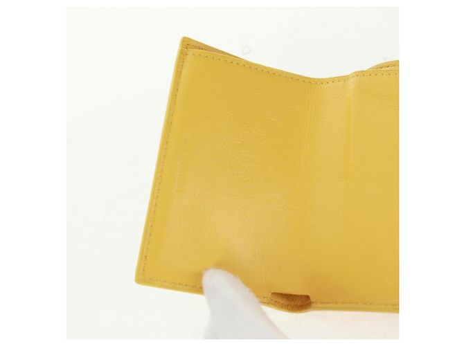 Balenciaga Portafoglio Puppy in pelle giallo argento Auth BA10560AV - vista 17
