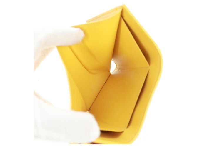 Balenciaga Portafoglio Puppy in pelle giallo argento Auth BA10560AV - vista 20