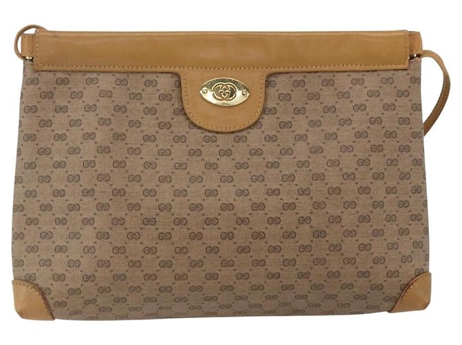 Gucci Borsa a spalla Micro GG Supreme in PVC Beige Oro Auth ti3673 D'oro - vista 2