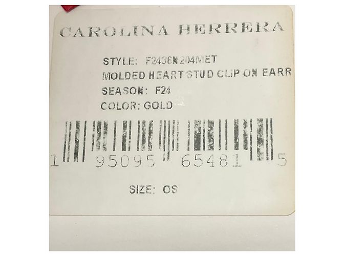 Carolina Herrera Gold Molded Heart Stud Embellished Clip On Earrings Golden - view 3