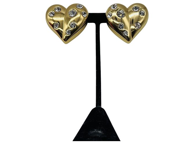 Carolina Herrera Gold Molded Heart Stud Embellished Clip On Earrings Golden - view 5
