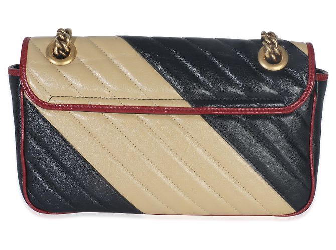 Borsa a Spalla Marmont Small Torchon in Pelle di Vitello Matelassé Nera e Beige Gucci Multicolore - vista 2