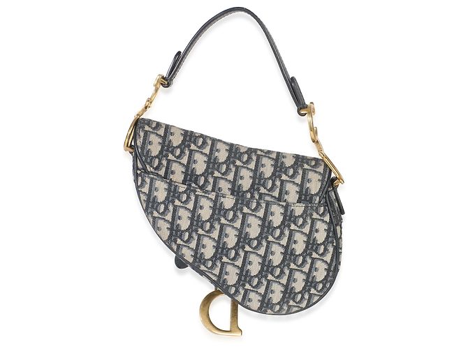 Mini Saddle Bag in Tela Obliqua Blu Marino Christian Dior - vista 2