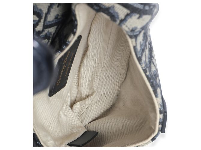 Mini Saddle Bag in Tela Obliqua Blu Marino Christian Dior - vista 5
