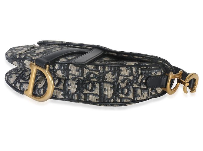 Mini Saddle Bag in Tela Obliqua Blu Marino Christian Dior - vista 6