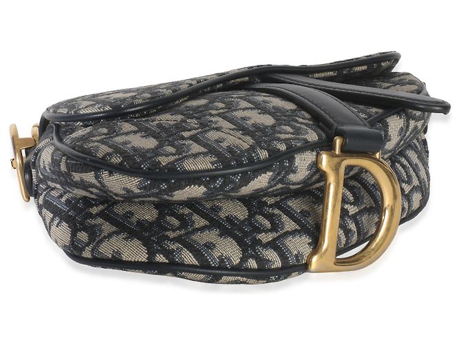 Mini Saddle Bag in Tela Obliqua Blu Marino Christian Dior - vista 7