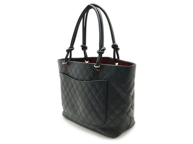 Chanel Cambon Line Coco Mark Tote/Schultertasche Schwarz Pink - Ansicht 3