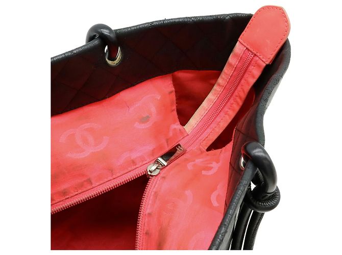 Chanel Cambon Line Coco Mark Tote/Schultertasche Schwarz Pink - Ansicht 6