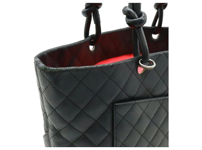Chanel Cambon Line Coco Mark Tote/Schultertasche Schwarz Pink - Ansicht 7