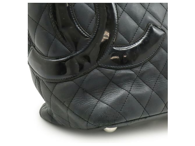 Chanel Cambon Line Coco Mark Tote/Schultertasche Schwarz Pink - Ansicht 8