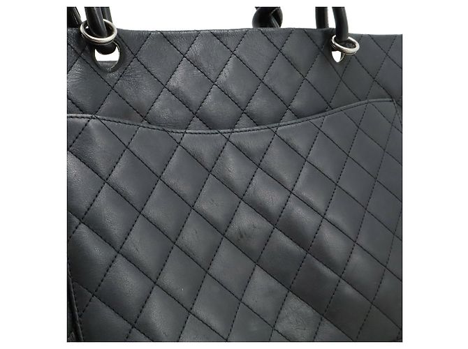 Chanel Cambon Line Coco Mark Tote/Schultertasche Schwarz Pink - Ansicht 9