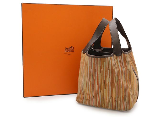 Borsa Tote Picotin PM di Hermès Multicolore Arancione Marrone scuro - vista 9