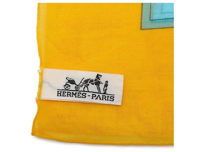 Großer Baumwollschal von Hermès Blau Gelb - Ansicht 6