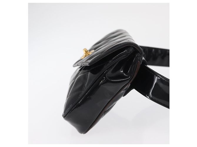 Chanel Vintage CC Flap Waist Patent Leather small Nero - vista 3