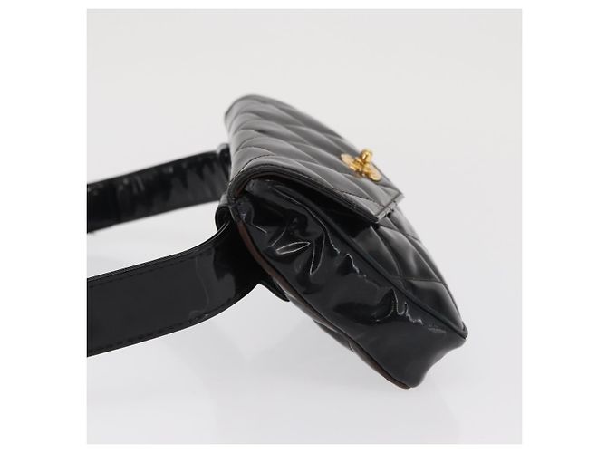 Chanel Vintage CC Flap Waist Patent Leather small Nero - vista 4