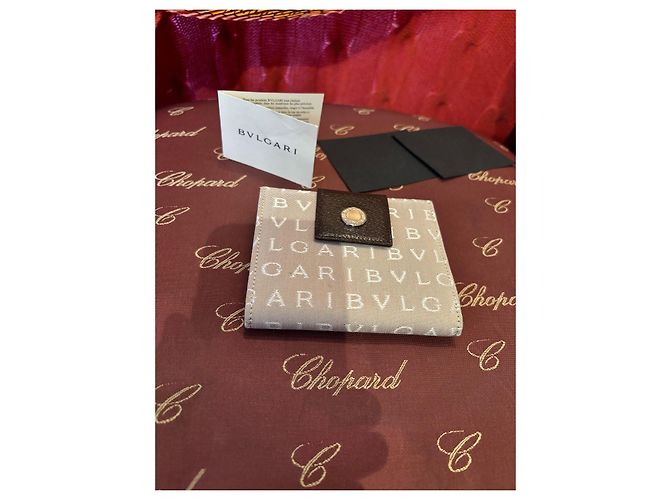 Portafoglio Bulgari Monogramma Beige e Pelle Marrone - vista 3