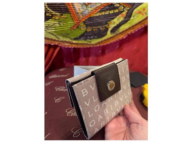 Portafoglio Bulgari Monogramma Beige e Pelle Marrone - vista 4