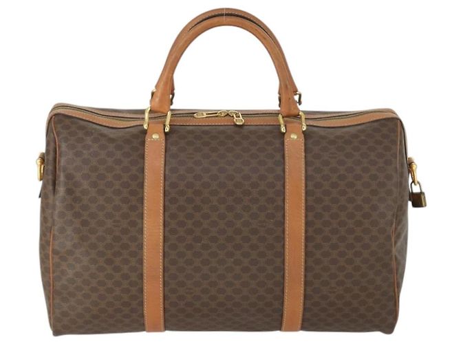Céline Borsa Boston Macadam Vintage Celine in tela e pelle Marrone - vista 2