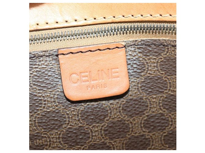 Céline Borsa Boston Macadam Vintage Celine in tela e pelle Marrone - vista 6