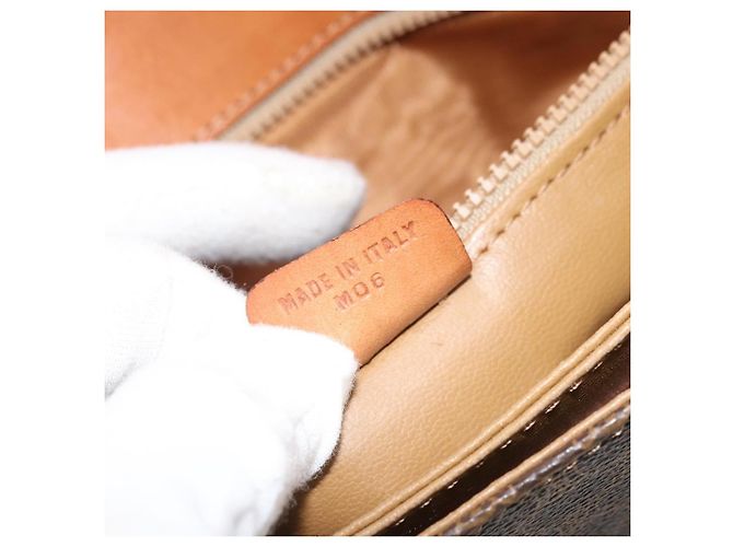 Céline Celine Vintage Macadam Tela e Pelle Marrone - vista 7