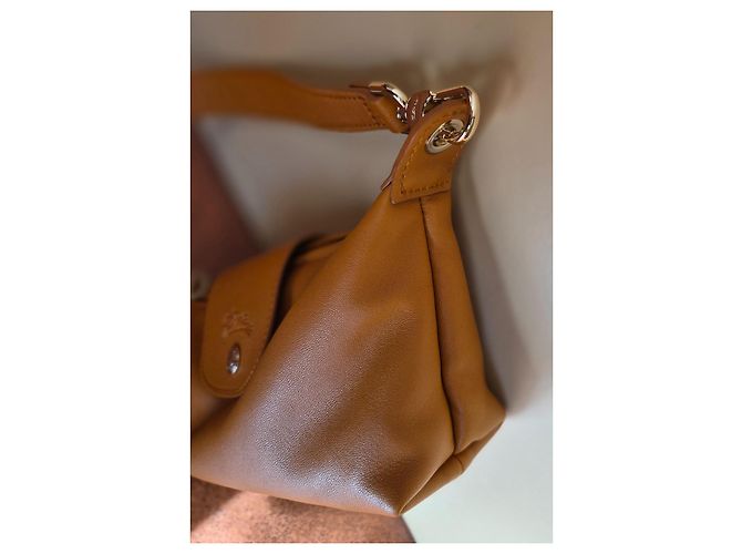 Sac à bandoulière Longchamp Le Pliage Xtra en cuir Caramel - vue 7