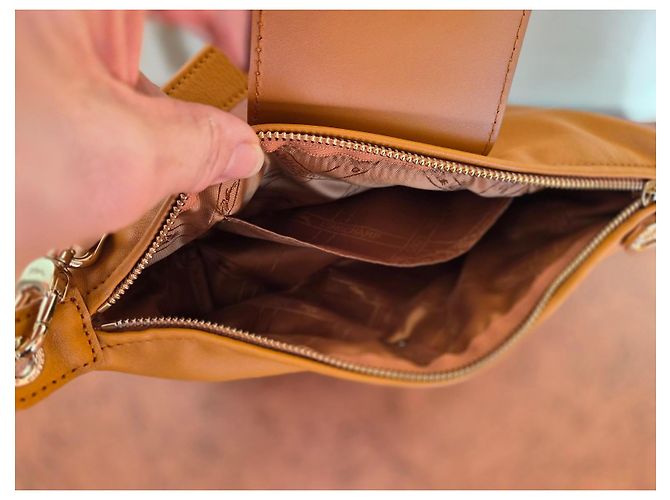 Sac à bandoulière Longchamp Le Pliage Xtra en cuir Caramel - vue 9