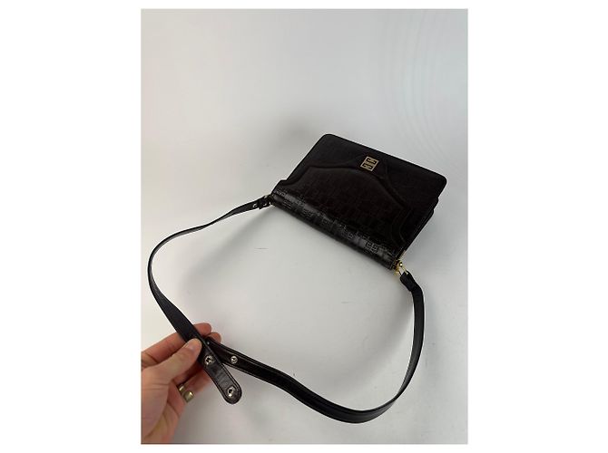 Vintage Givenchy Monogramm Leder 2-Wege Tasche Braun - Ansicht 10