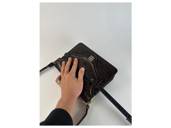 Vintage Givenchy Monogramm Leder 2-Wege Tasche Braun - Ansicht 11