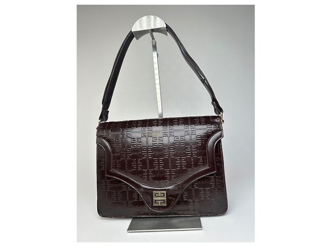 Vintage Givenchy Monogramm Leder 2-Wege Tasche Braun - Ansicht 14