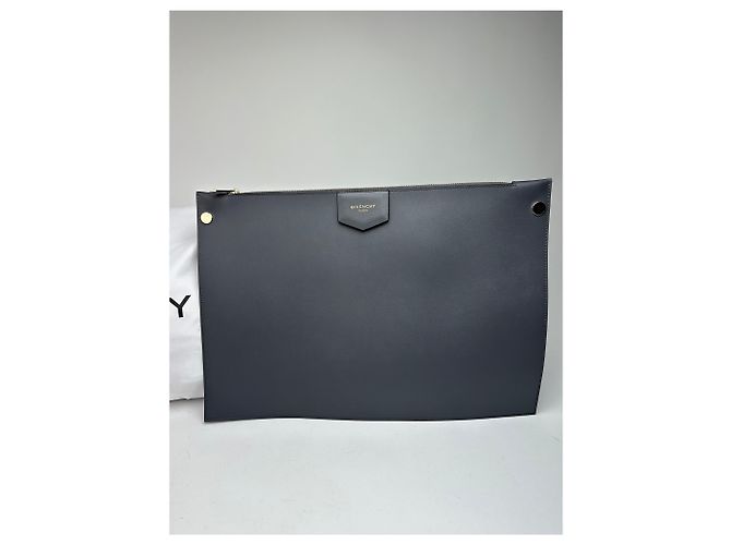 Vintage Givenchy Antigona Leder Clutch Anthrazit Anthrazitgrau - Ansicht 11