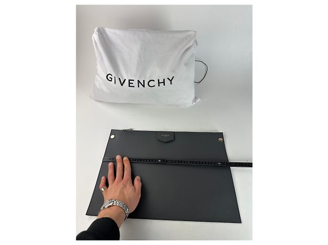 Vintage Givenchy Antigona Leder Clutch Anthrazit Anthrazitgrau - Ansicht 6