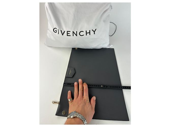 Vintage Givenchy Antigona Leder Clutch Anthrazit Anthrazitgrau - Ansicht 8