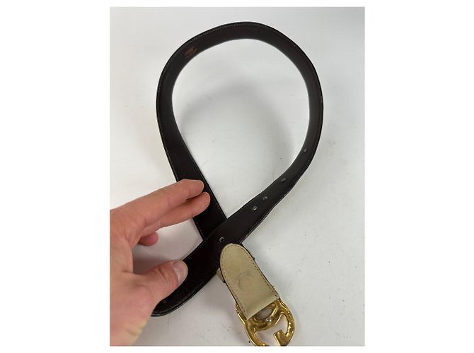 Ceinture en cuir GG vintage Gucci grise Beige - vue 10
