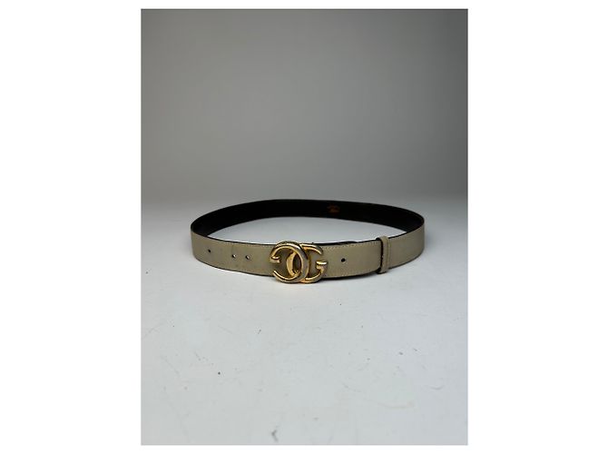 Ceinture en cuir GG vintage Gucci grise Beige - vue 11