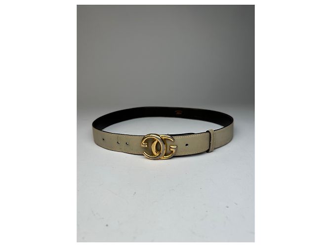 Ceinture en cuir GG vintage Gucci grise Beige - vue 5