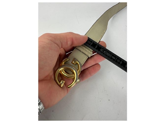 Ceinture en cuir GG vintage Gucci grise Beige - vue 8