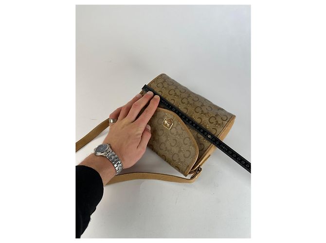 Triomphe Céline Bolso de hombro / bandolera vintage Celine Monogram dorado beige - vista 11