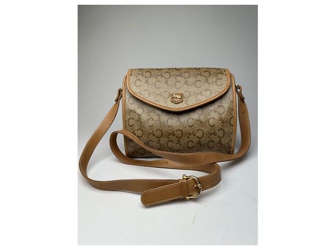 Triomphe Céline Bolso de hombro / bandolera vintage Celine Monogram dorado beige - vista 14